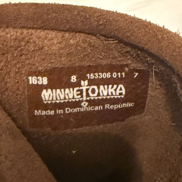 Minnetonka Women's 8 Boots Fringe Cognac Suede Moccasin Tall Boot EUC! 1638 - Picture 7 of 7